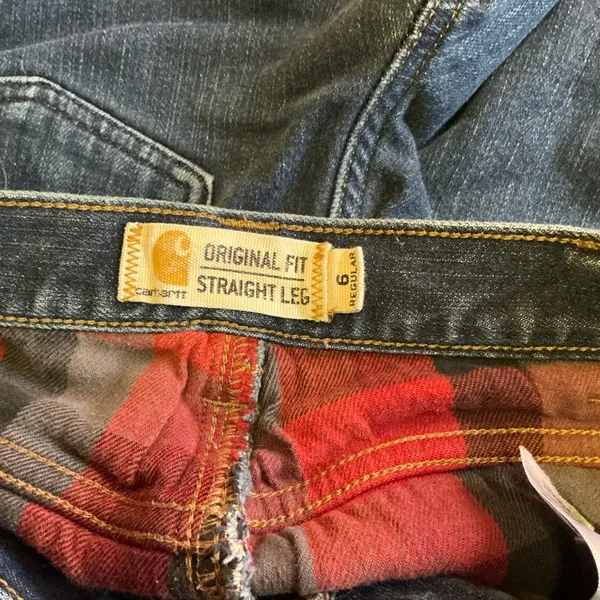 Carhartt Flannel Lined Jeans Original Fit Straight Leg Women’s 6 Regular Denim - Image 3