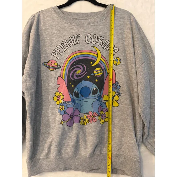 Disney Lilo & Stitch Feelin Cosmic Gray Graphic Sweatshirt Small Celestial Moon‎ - Image 4