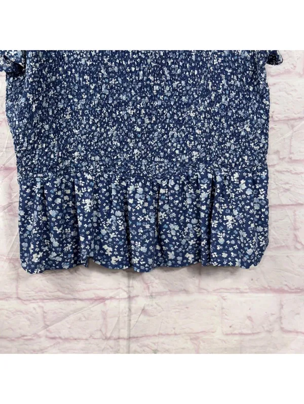 Old Navy Blue Floral Smocked Peplum Top Women’s Large Boho Cottagecore - Image 4
