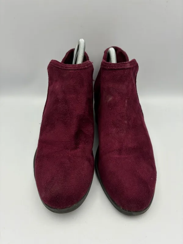 Maurices Womens Bridget Ankle Booties 8 Burgundy Slip-On Closed Toe Suede Casual - Image 9