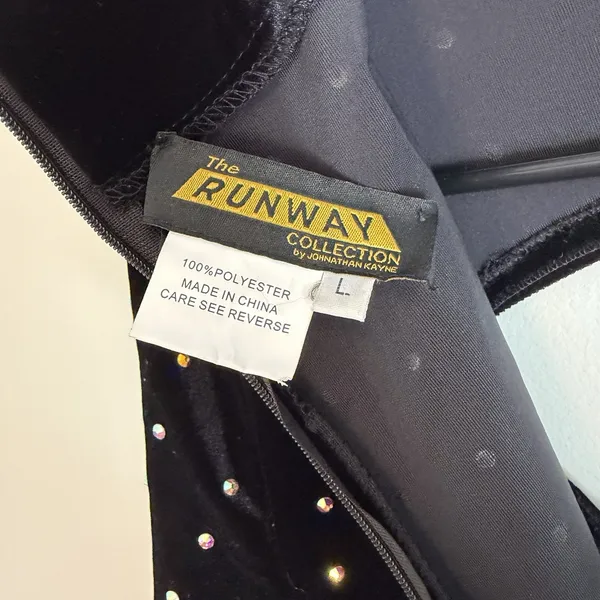 runway collection johnathan kayne Large Black velvet jumpsuit jewel Formal Party - Image 10