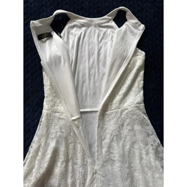 Dressystar Women's White‎ Eyelet Lace Overlay Dress Size M NWT - Image 5