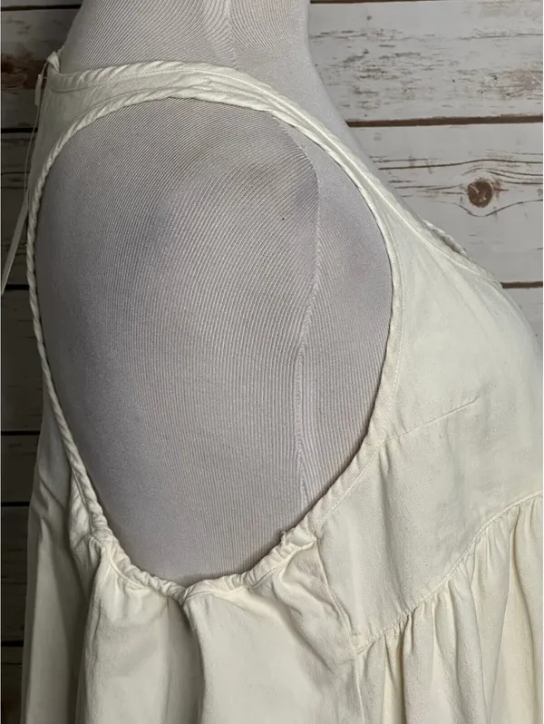 NWT Free People ivory 100% cotton racerback mini babydoll swing dress Med boho - Image 4