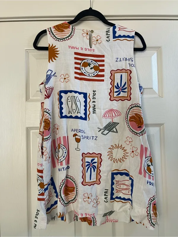 Women’s Paper Heart Aperol Spritz Capri Positano Mini Shift Dress White Size M - Image 6