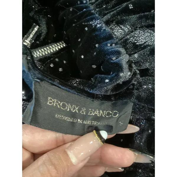 Bronx And Bronco black Maria Velvet V neck Romper Size Small - Image 15