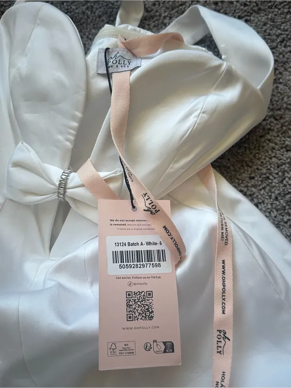 Oh Polly White Halter Mini Dress with Bow Detail - Image 7