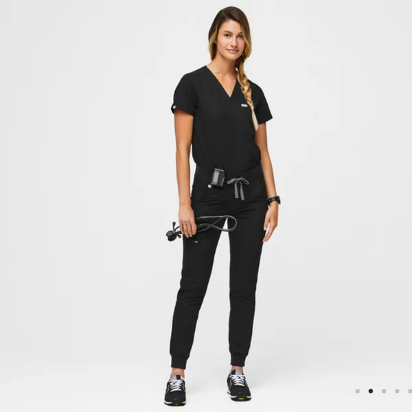 FIGS Zamora Jogger Scrub Pants Black Adjustable Drawstring‎ Scrubs Size Small - Image 12