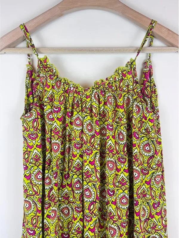 By Anthropologie Flounced Maxi Lounge Dress Citron Paisley Modal M Boho - Image 4