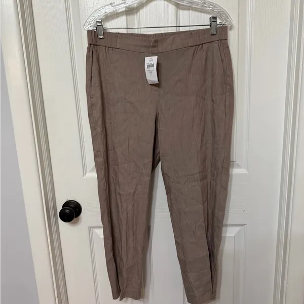 NWT J Jill‎ Linen Stretch Pull On Ankle Pant in Saddle Khaki Tan sz medium p - Image 2