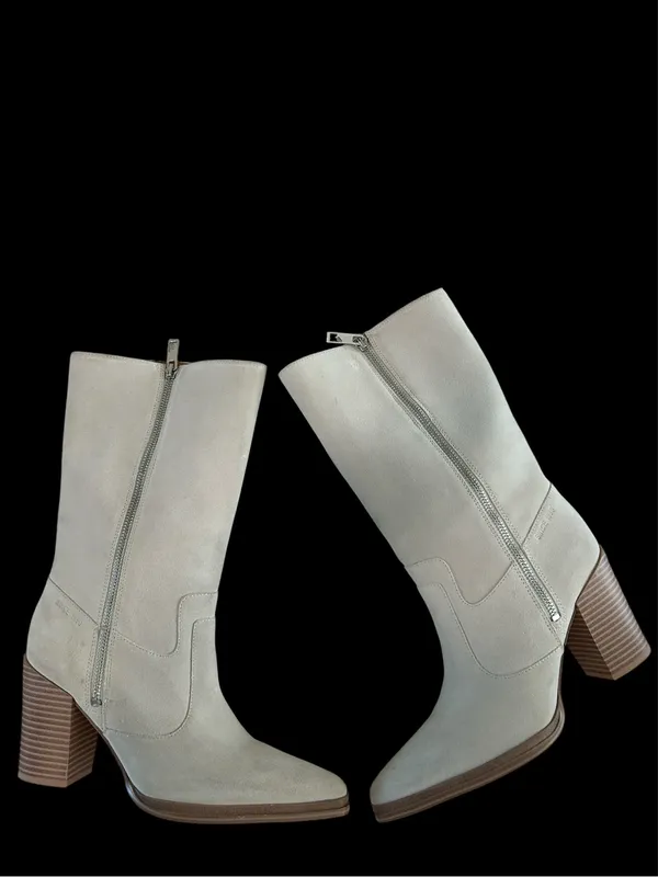 Franco Sarto® Jaxon midcalf Suede boot, White Chalk, Size 7.5, NWOT Display pair - Image 5
