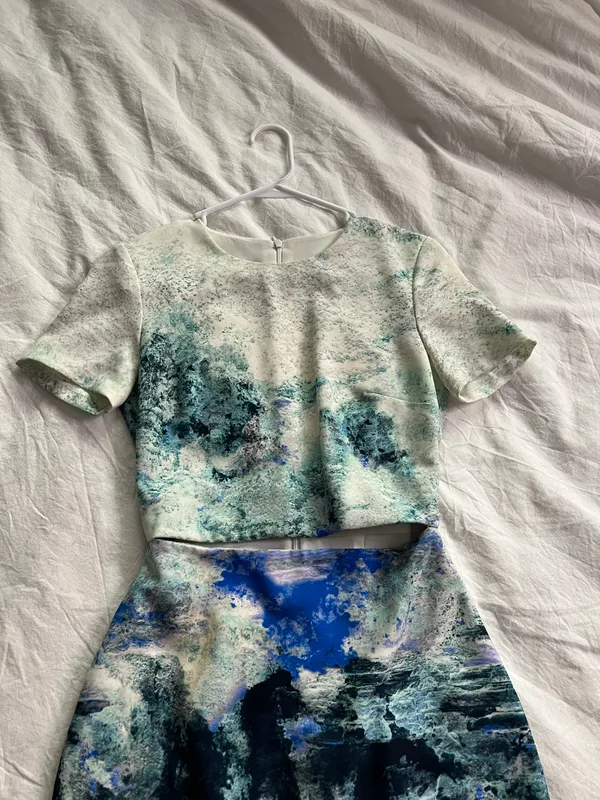 Bec + Bridge blue watercolor cut out short sleeve mini dress 4 - Image 8