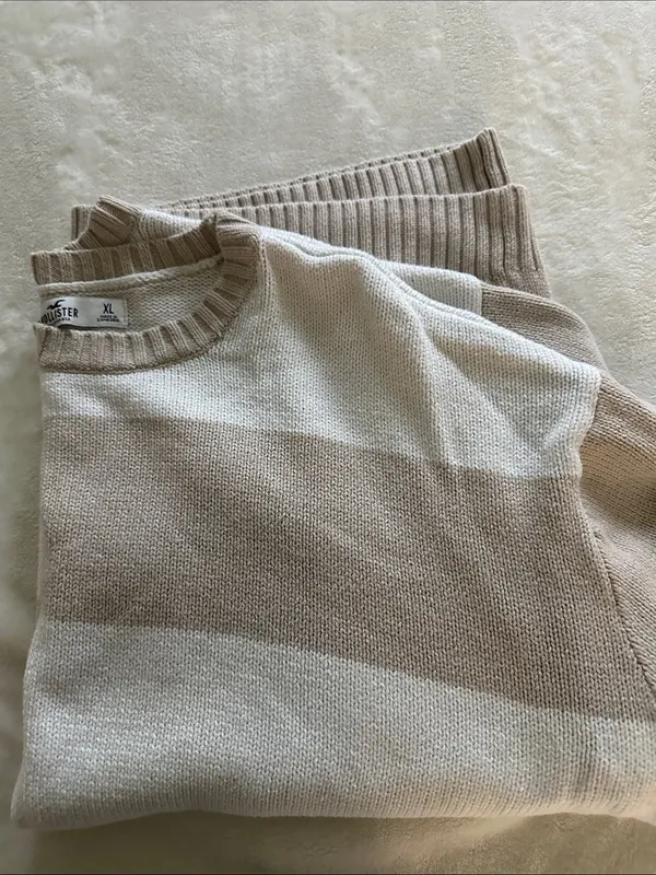 Hollister Classic Striped Crewneck Sweater - Beige & Cream - Image 6