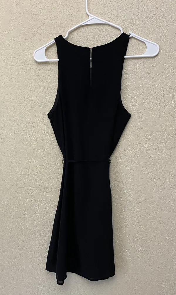 Naked Zebra Mini Black Dress With Belt - Image 2