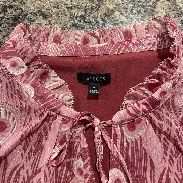 Talbots Top Boho Fairy Cottage Romantic Feminine Ethereal Classic Peacock Medium - Image 3