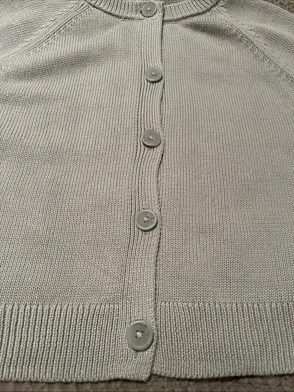 NWT Cropped Sage Green Button-Front Cotton Cardigan - Image 4