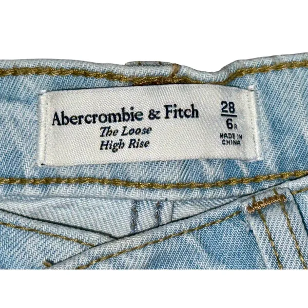 Abercrombie & Fitch Curve Love Loose High Rise Wide Leg Straight Jeans Size 28 6 - Image 3