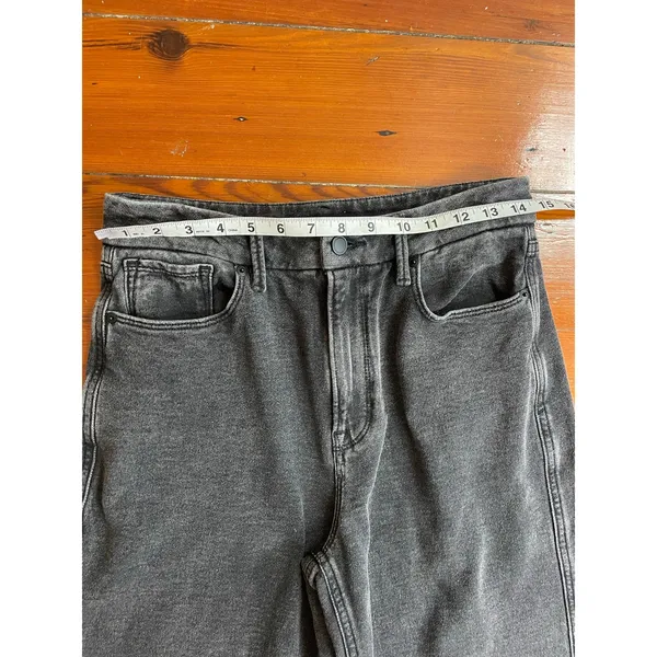 Good American Jeanius Good Skate Sweatpants Black Wide Leg Jeans 8/29 - Image 8
