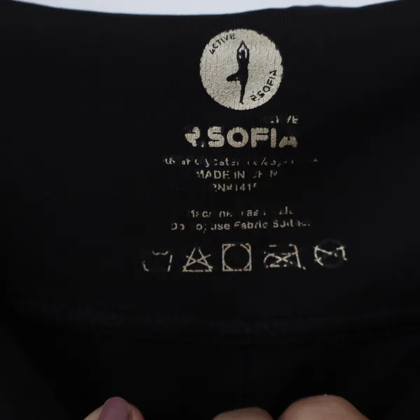 Sofia Active Womens Black High Waisted Side Pocket Athletic Leggings Size L - Image 3