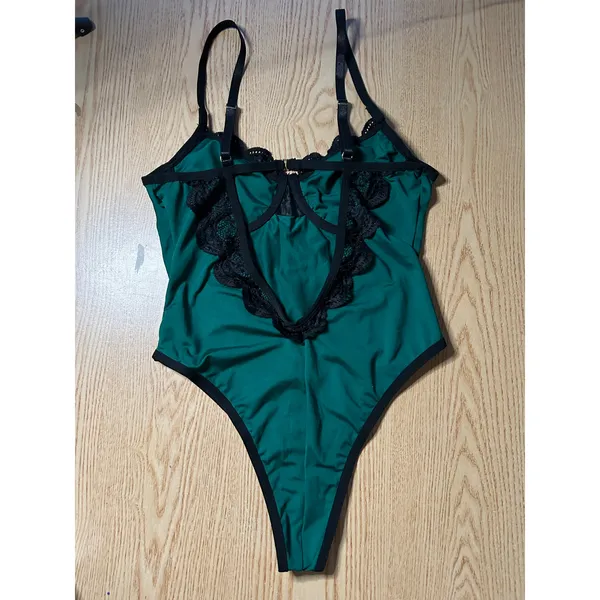 New Women’s 1pc Lingerie Thong Bottom Black Dark Hunter Green size Small - Image 2