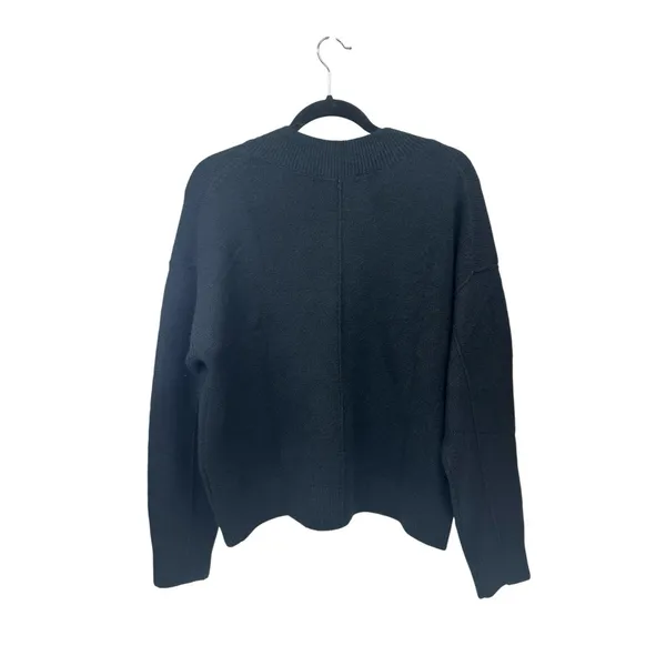 NWT Madewell Calina Deep V-Neck Sweater Black Size Large Merino Wool Long Sleeve - Image 3