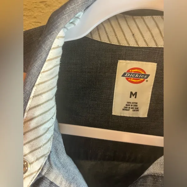 Dickie’s Denim Button-Up Shirt with pearl buttons, cuff and side detail- awesome - Image 3