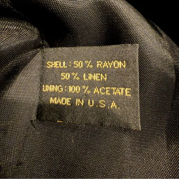 Vintage 90s Express Black Blazer‎ Made in USA Linen Rayon Tailored Jacket Med - Image 7