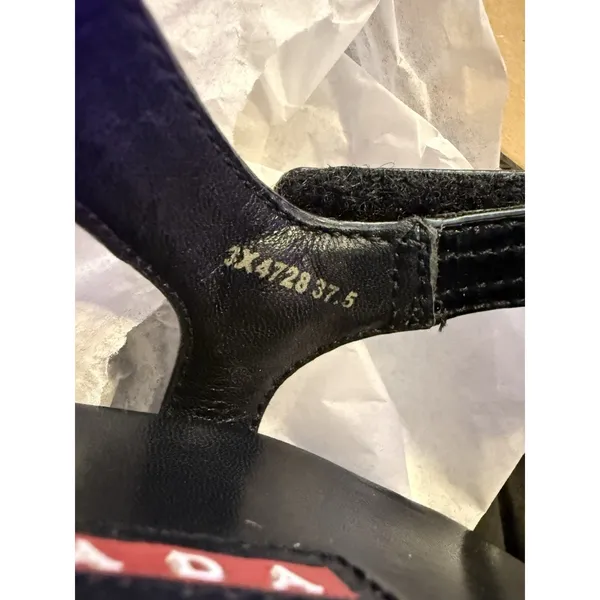 Prada Black Patent Leather Strap Sandal Shoes Wedges Size US 6.5 Y2K Festival - Image 14