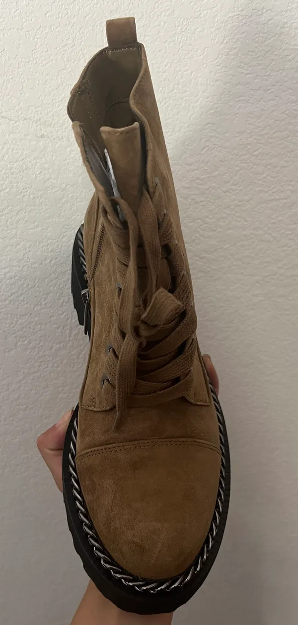 Vince Camuto Brown Black Mindinta Combat Boots Lace Up Shoes - Image 9