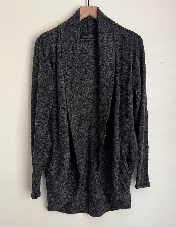 Barefoot Dreams Women open front Circle Cardigan Sweater Gray Long Sleeve XS/S - Image 2
