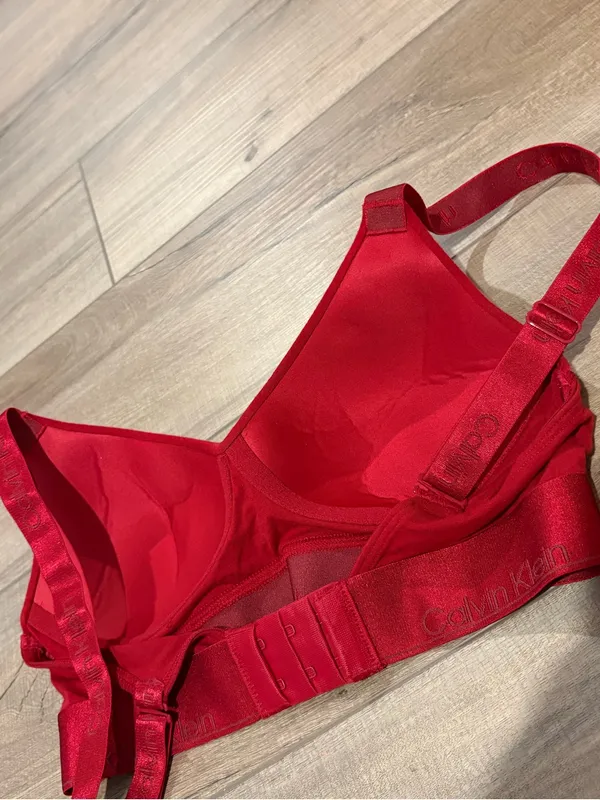 Calvin Klein Logo‎ Modern Cotton Bra metallic red size small - Image 4