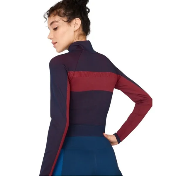 Fabletics Tory‎ Cropped Seamless Jacket in Deep Navy / Haute Red / Lake Small - Image 2