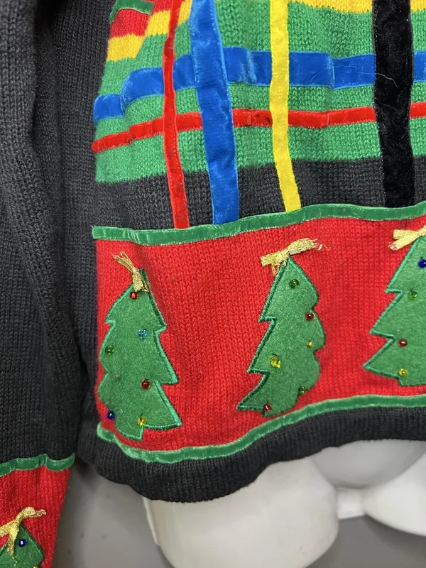Paul Harris Design Cardigan Sweater Womens Small Multicolor Ugly Christmas Tree - Image 3