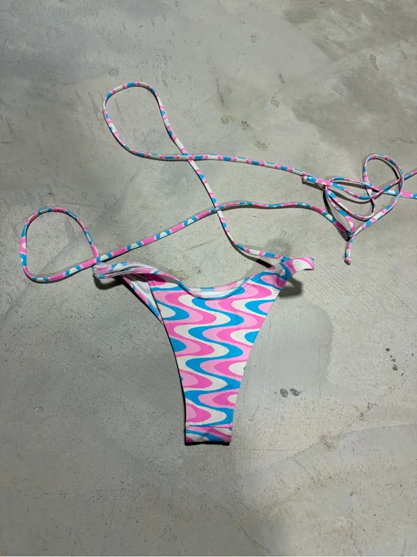 Frankies bikinis x wildflower Tie-Waist Bikini Bottom Pastel Swirl small - Image 6