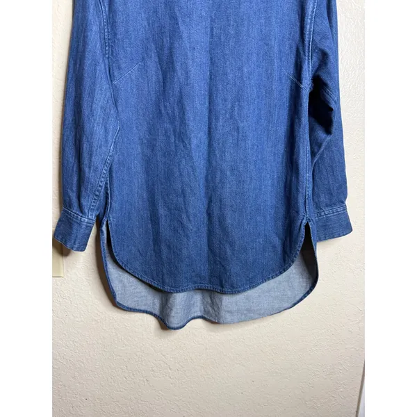 GALLARDAGALANTE Denim TUnic Blouse Boat Neck Cotton Japanese Size F One Size - Image 5