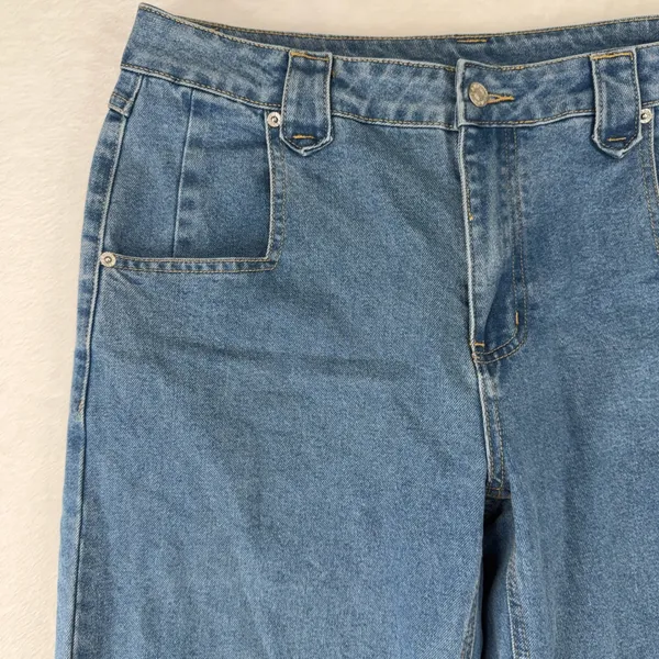 Y2K Baggy Large 34 Jeans Wide Leg High Waisted Blue Medium Wash Grunge Punk 90s - Image 3