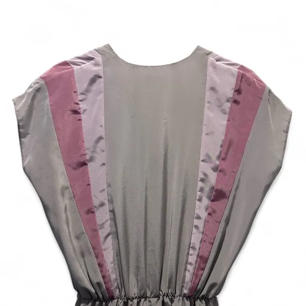 L.T.D. by Roberta Satin Slip Dress Pink & Taupe Deep V Draped‎ Waist Vintage Y2K - Image 6