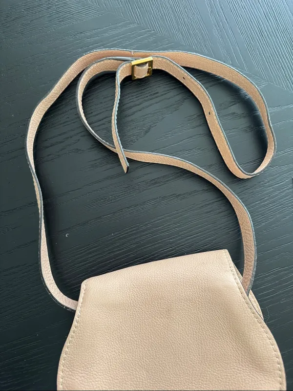 Small Chloe Marcie Saddle Crossbody Bag in Blush Pink - Image 8