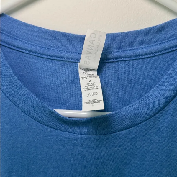Bella Canvas Women’s Baseball Softball Blue Short Sleeve‎ Shirt Size Large - Image 3