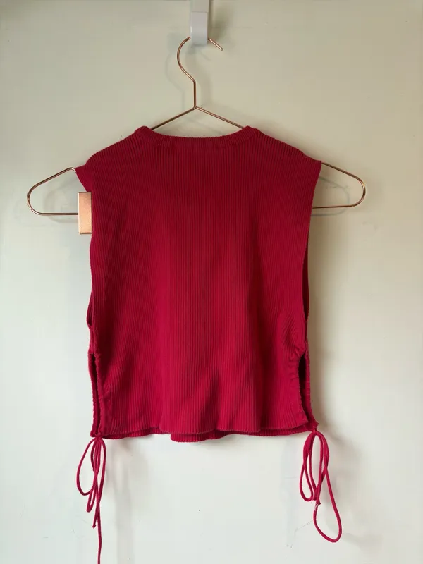 Zara Pink Sleeveless Ribbed Crop Top - Image 4