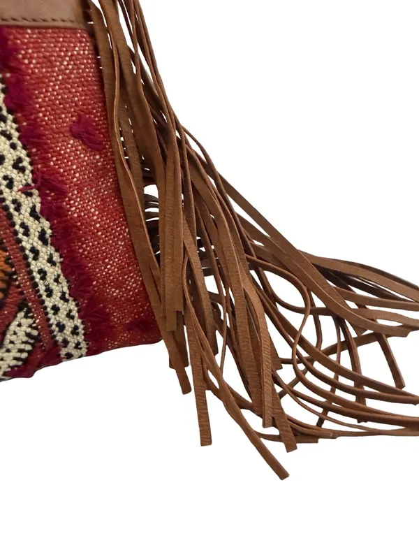 Gift From Morocco Brown Faux Leather Clutch Bag Purse Fringe Handbag Vegan - Image 5