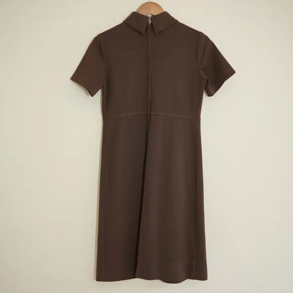 Vintage 60s Toni Todd Shift Dress Brown Waist Bow Rhinestone Mod Retro Mad Men - Image 4