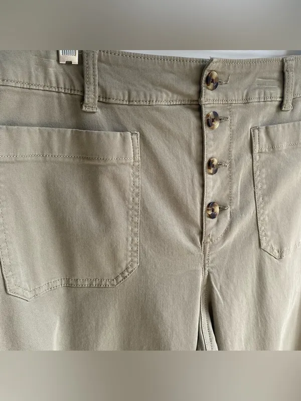 Sonoma wide leg crop pant sailor front olive green chino casual summer 16 - Image 3