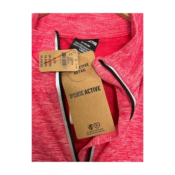 Victorias Secret Pink Active Top Womens Medium Pink Quarter Zip Yoga Gym Workout - Image 9