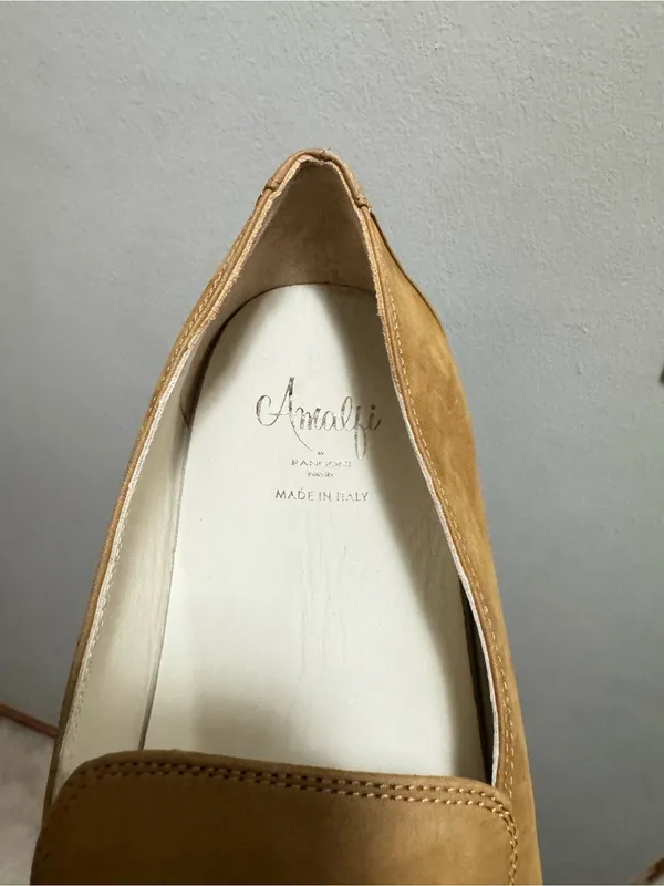 Amalfi by Rangoni Italy Suede Studded Loafers Slip On Shoes Brown Tan Size 9.5 - Image 9