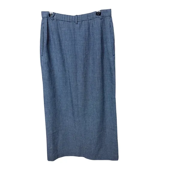 Pendleton Blue Gingham Linen Blend Button Front Maxi Skirt Womens 6‎ High Waist - Image 5