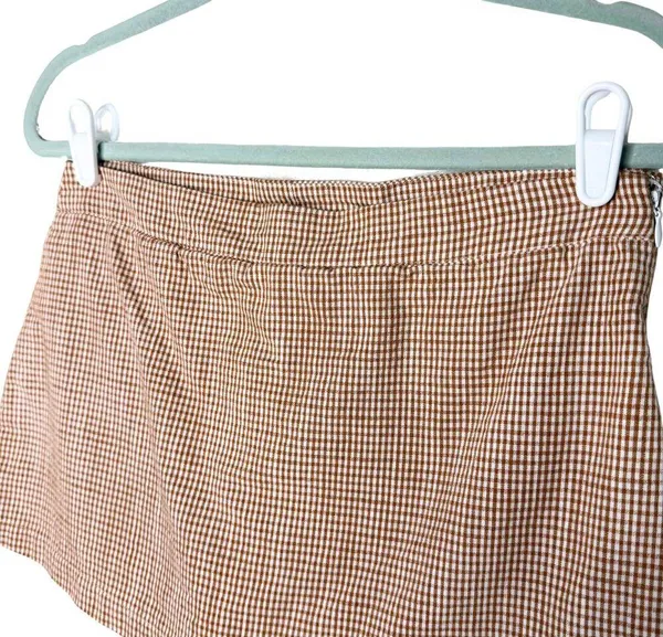 Free People Fitted Waist Straight Hem Plaid Big Dreams Mini Skort Size 4 Orange - Image 3