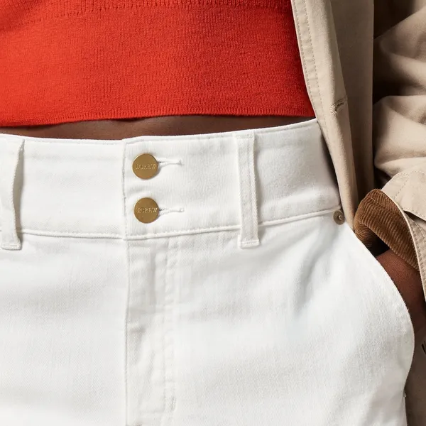 NWT!! J. CREW Slim Wide Jeans Stacked Buttons Solid White Size 30 Petite 30P - Image 6
