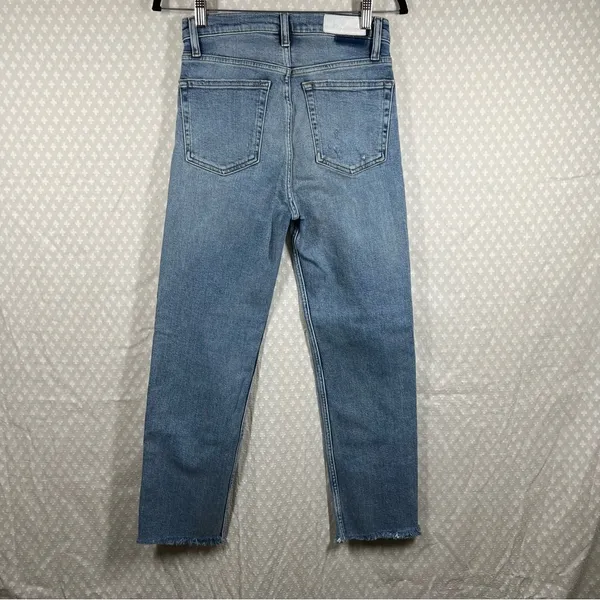 Re/Done Light Wash High Rise 70s‎ Stove Pipe Jeans - Image 5