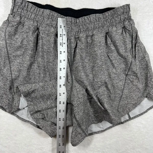 Lululemon Tracker Short V Heathered Black Gray Athletic Running Shorts Size‎ 12 - Image 3
