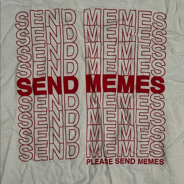 Trendy pale blue 'Send Memes' Graphic Tee White - Image 2